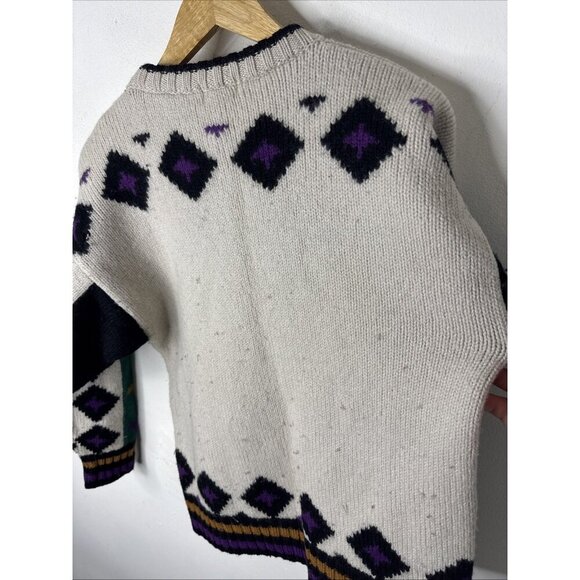 Vintage FILA Women’s Wool Sweater L Made in Hong Kong 80s 90s Geometric Knit Ski - Picture 7 of 7
